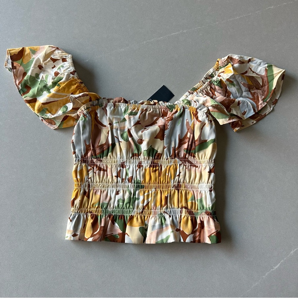 *NWT* Abercrombie & Fitch Puff Sleeve Ruffle Crop Top | Size Small